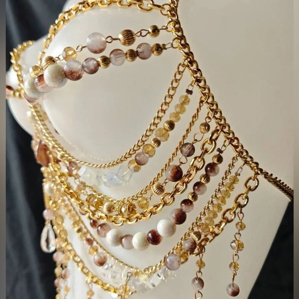 Beautiful bearded gold chain bra top | one size | brand new | boho festival - Picture 5 of 7